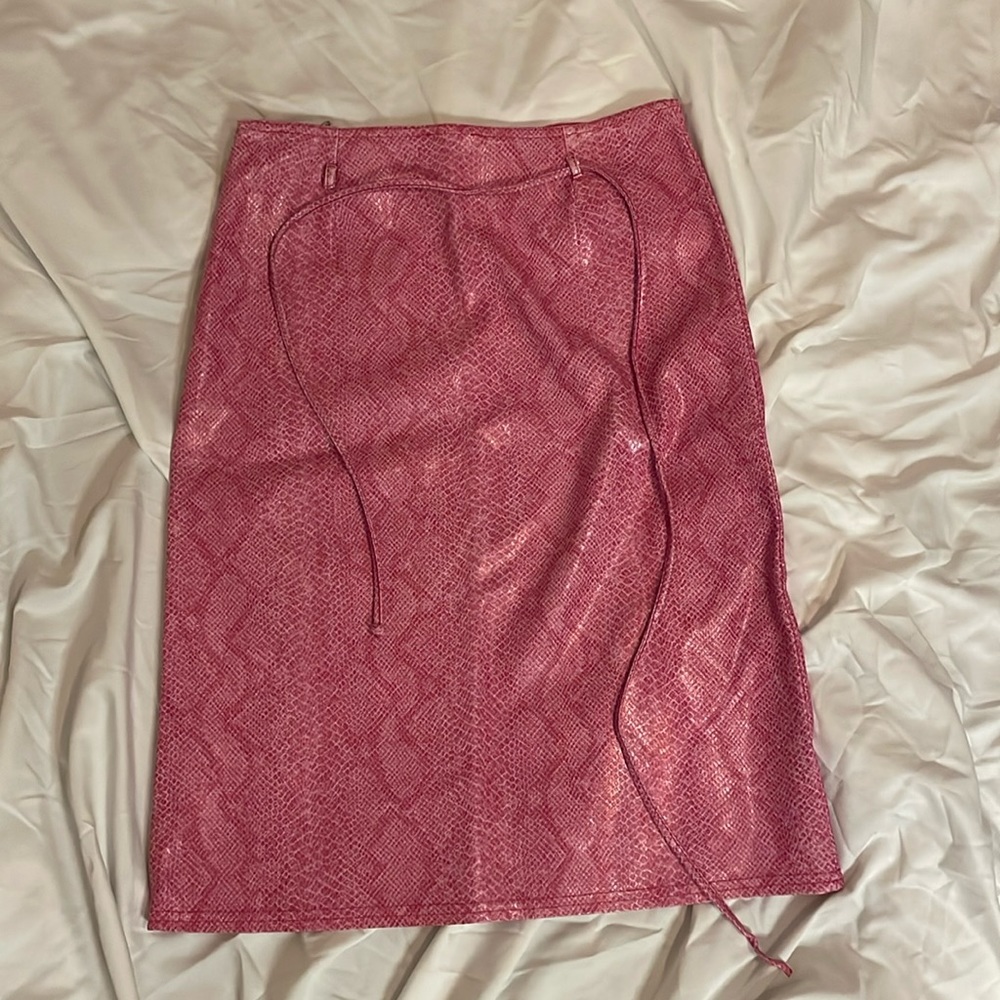 Straight Pink Alligator Look Skirt